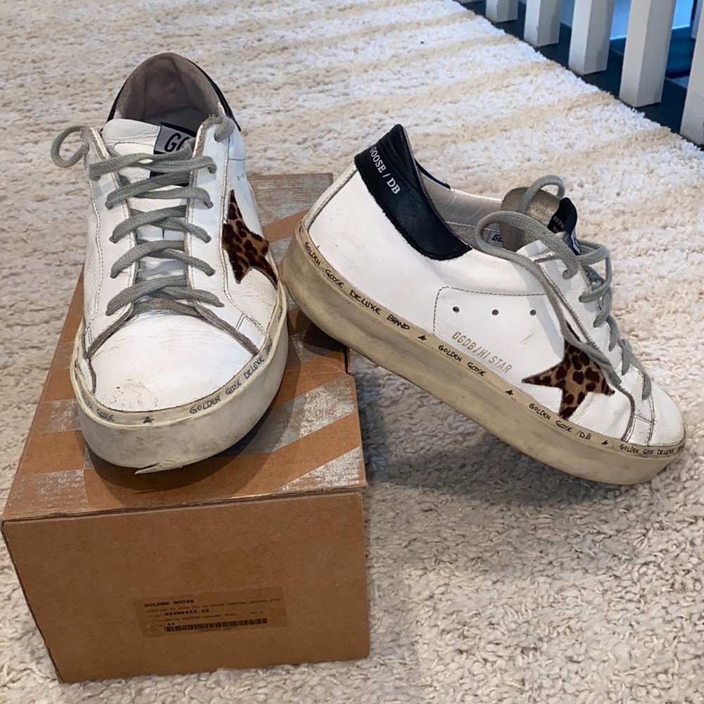 Hi Star Golden Goose Sneakers w/ Leopard Star